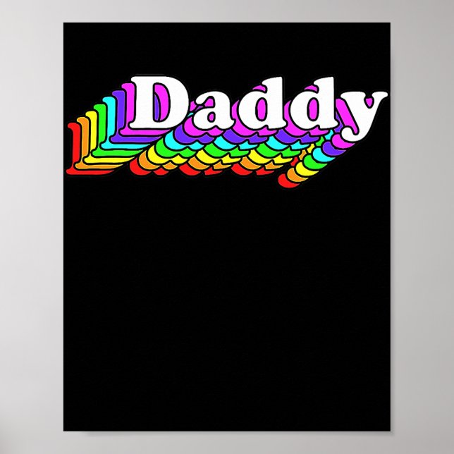 Daddy Gay Daddy Bear Retro LGBT Rainbow LGBTQ Poster (Front)