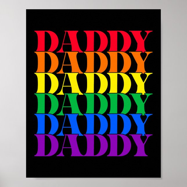 Daddy Gay Daddy Bear Retro LGBT Rainbow LGBTQ Poster (Front)