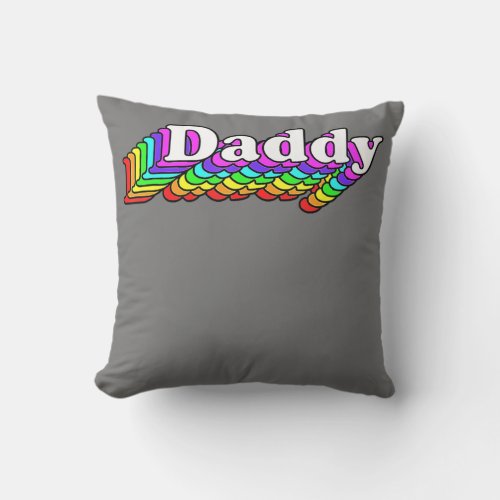 Daddy Gay Daddy Bear Retro LGBT Rainbow LGBTQ Throw Pillow