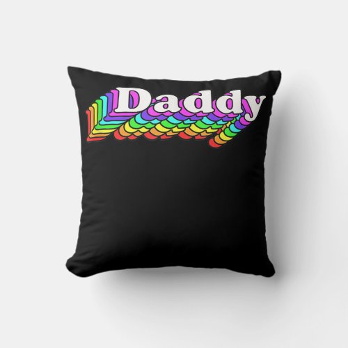 Daddy Gay Daddy Bear Retro LGBT Rainbow LGBTQ Throw Pillow