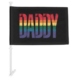 Daddy Gay Pride Month LGBTQ Fathers Day Rainbow Car Flag