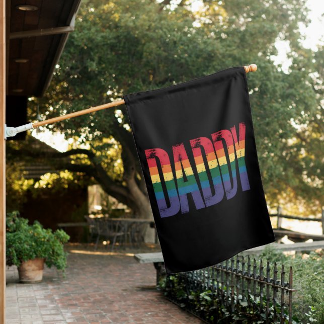 Daddy Gay Pride Month LGBTQ Fathers Day Rainbow House Flag (In SItu)