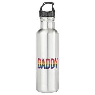 Daddy Gay Pride Month LGBTQ Father's Day Rainbow Stainless Steel Water Bottle