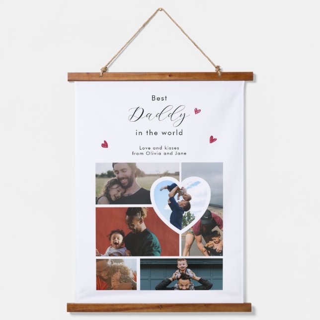 Daddy Gift Create Your Own 6 Photo Collage Hanging Tapestry (Front)