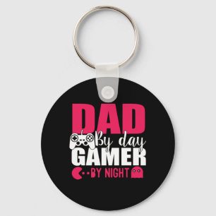 Daddy Gift Dad By Day Gamer By Night Keychain