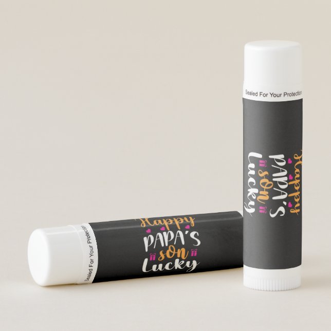 Daddy Gift Happy Papa's Son Lucky Lip Balm (Front)