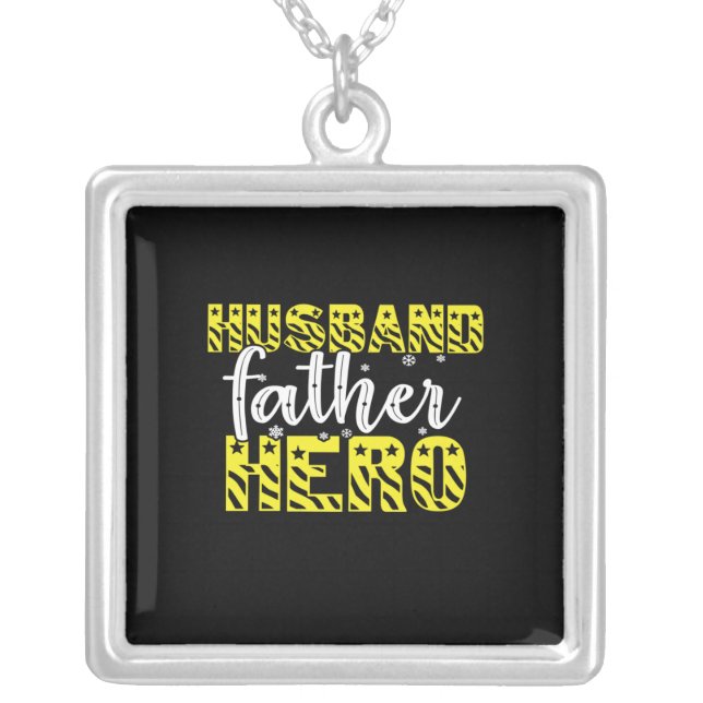 Daddy Gift Husband Father Hero Silver Plated Necklace (Front)