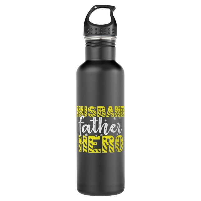 Daddy Gift Husband Father Hero Stainless Steel Water Bottle (Front)