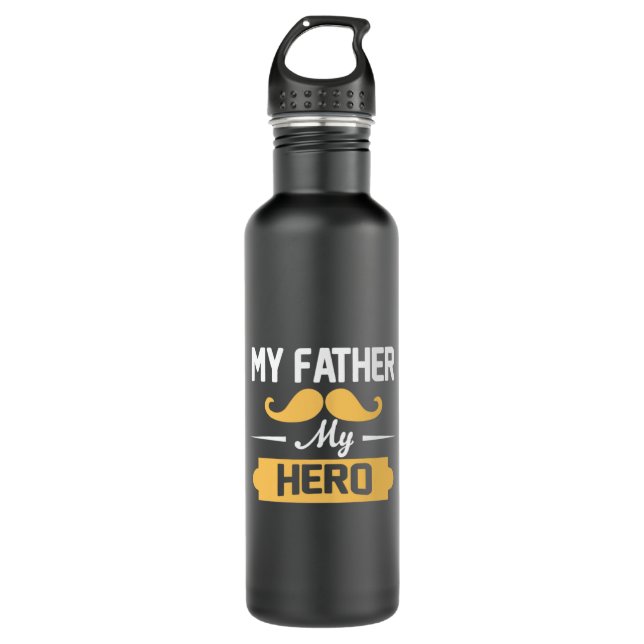 Daddy Gift My Father My Hero Stainless Steel Water Bottle (Front)