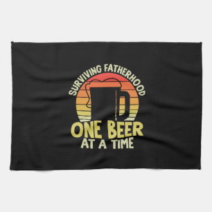 Daddy Gift Surviving Fatherhood One Beer Kitchen Towel