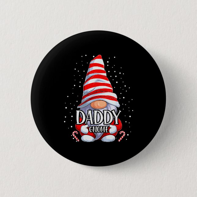Daddy Gnome Christmas Pajamas Matching Family Grou Button (Front)