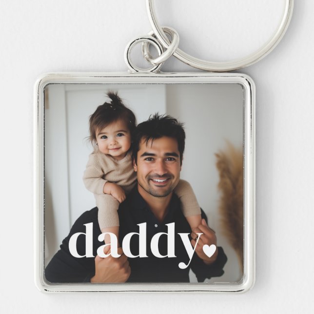 Daddy Heart - First Father's Day Photo  Keychain (Front)