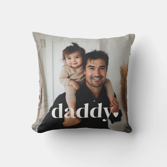 Daddy Heart - First Father's Day Photo  Throw Pillow (Front)