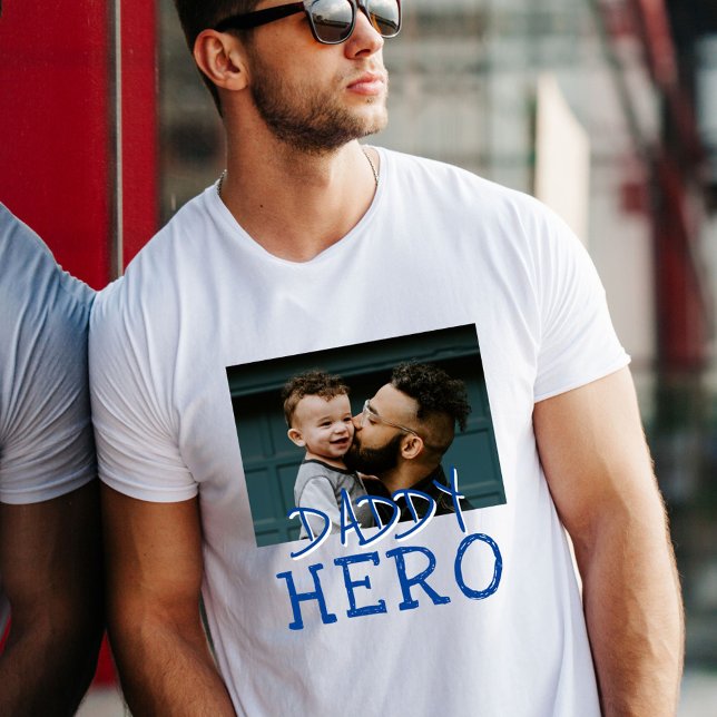 Daddy Hero Dad and Kid Custom Photo  T-Shirt (Creator Uploaded)
