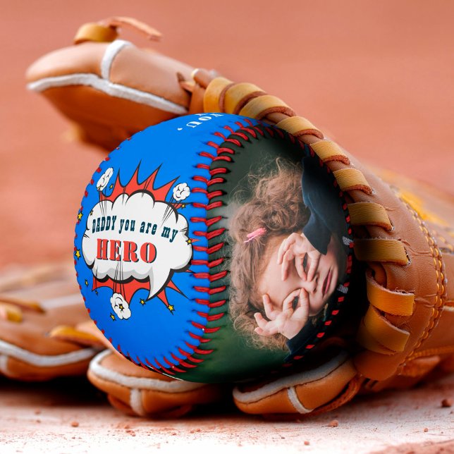 Daddy Hero Superhero Dad Father`s Day Photo  Baseb Baseball (Creator Uploaded)