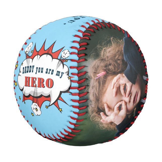 Daddy Hero Superhero Dad Father`s Day Photo   Baseball (Angled)