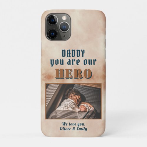 Daddy Hero Watercolor Father Keepsake Family Photo iPhone 11 Pro Case