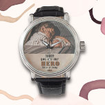 Daddy Hero Watercolor Father`s Day Photo  Watch<br><div class="desc">Daddy you are Hero Watercolor Father`s Day Photo Watch. Dad quote from daughter or son to the special hero in their life. Add your photo, names and year. You can change daddy into dad, papa, pap, ... The background is blush orange watercolor. A perfect gift and a sweet Father`s Day...</div>
