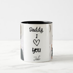 Daddy, I Love You Personalized Photos Black Mug