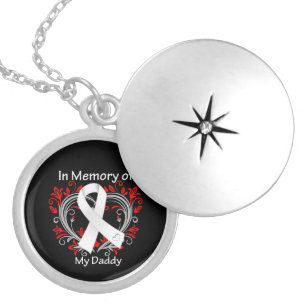 Daddy -  In Memory Lung Cancer Heart Locket Necklace