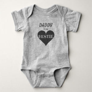 Daddy Is My Bestie Heart Dad Black And Gray Baby Bodysuit