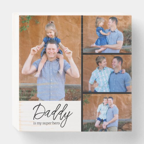 Daddy Is My Super Hero Minimalist Fathers Day  Wooden Box Sign