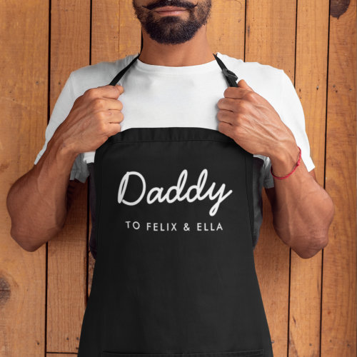 Daddy | Kids Names Modern Father's Day Script Apron