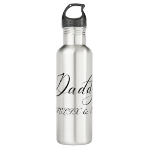 Daddy Kids Names Modern Father's Day Script Stainless Steel Water Bottle