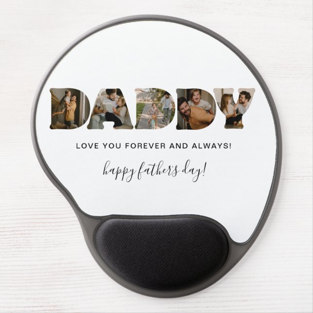 DADDY Letter Photo Collage Father's Day  Gel Mouse Pad (Front)