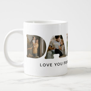 DADDY Letter Photo Collage Father's Day Giant Coffee Mug