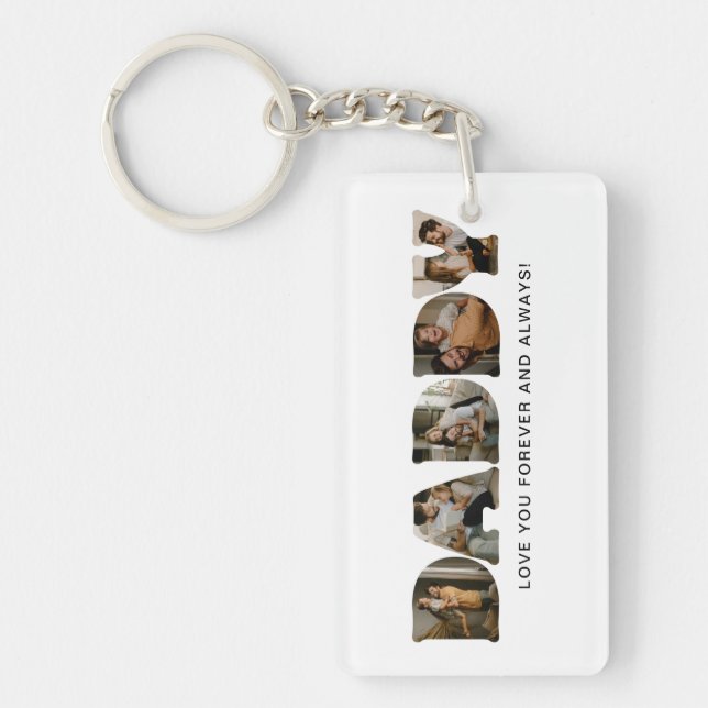 DADDY Letter Photo Collage Father's Day  Keychain (Front)