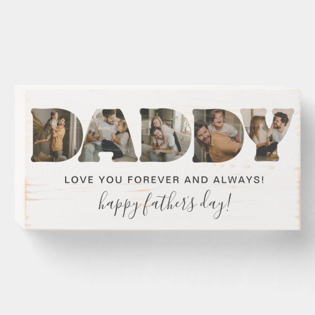 DADDY Letter Photo Collage Father's Day  Wooden Box Sign (Front Horizontal)