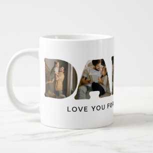 DADDY Letter Photo Collage Giant Coffee Mug