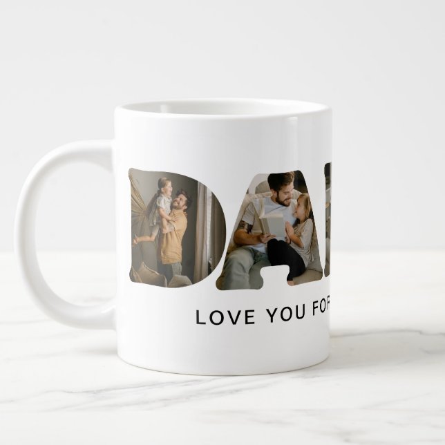 DADDY Letter Photo Collage Giant Coffee Mug (Left)