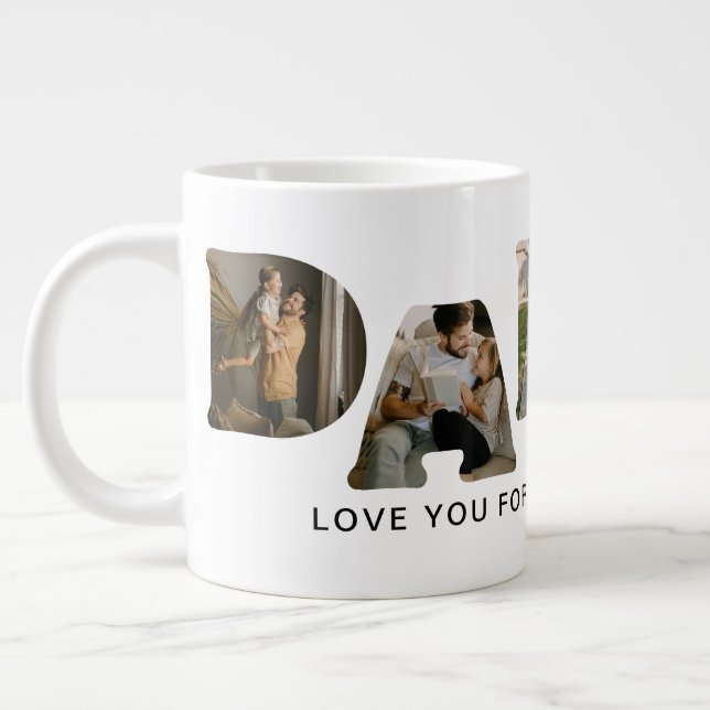 DADDY Letter Photo Collage Giant Coffee Mug (Left)