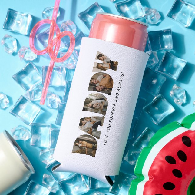 DADDY Letter Photo Collage Seltzer Can Cooler (In Situ Summer)