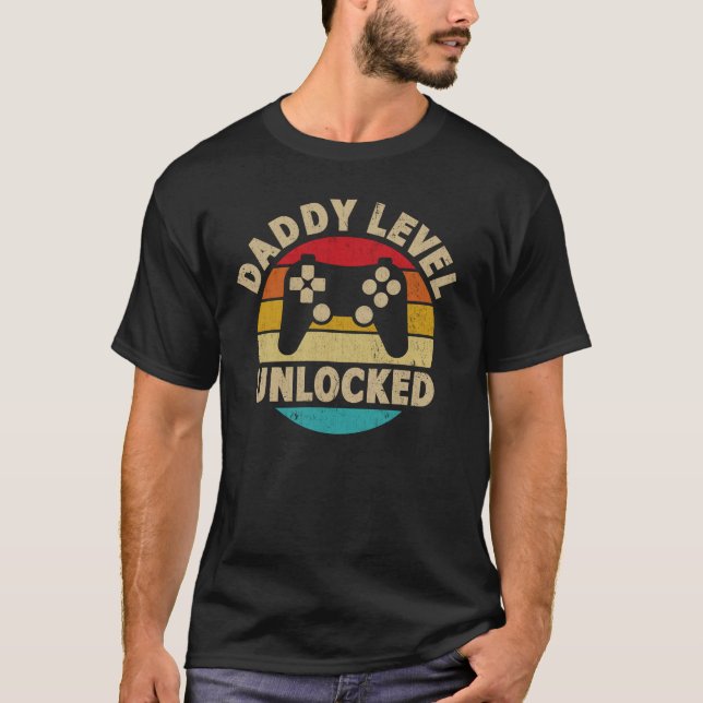 Daddy Level Unlocked Pregnancy Announcement T-Shirt (Front)