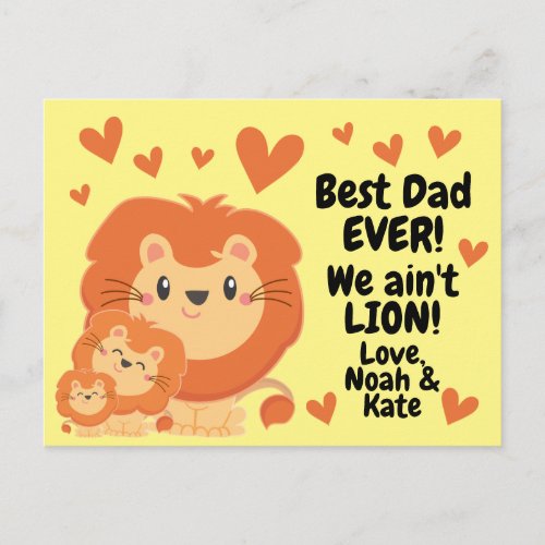 Daddy Lion and Cubs Funny Fathers Day No Lion Postcard