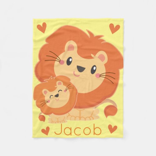 Daddy Lion  Cub Jungle Animals Safari Nursery  Fleece Blanket