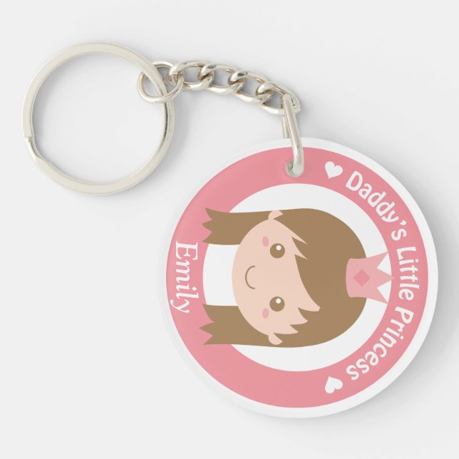Daddy Little Princess, Cute Princess with Tiara Keychain (Front)