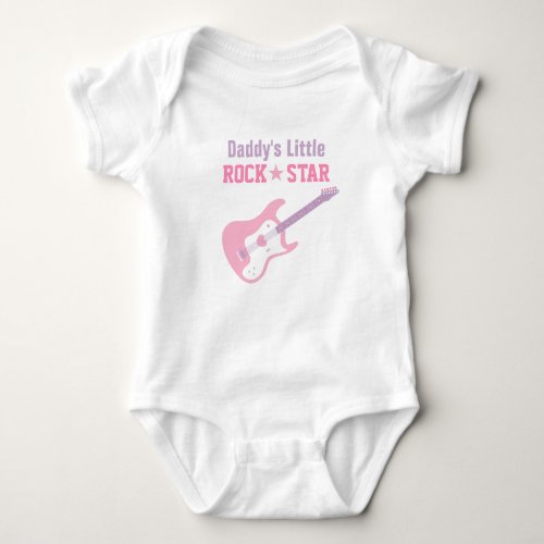 Daddy Little Rock Star Pink Guitar For Baby Girls Baby Bodysuit