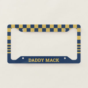 DADDY MACK   Navy Checkered Funny License Plate Frame