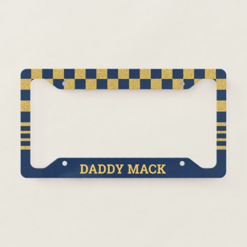 DADDY MACK | Navy Checkered Funny License Plate Frame
