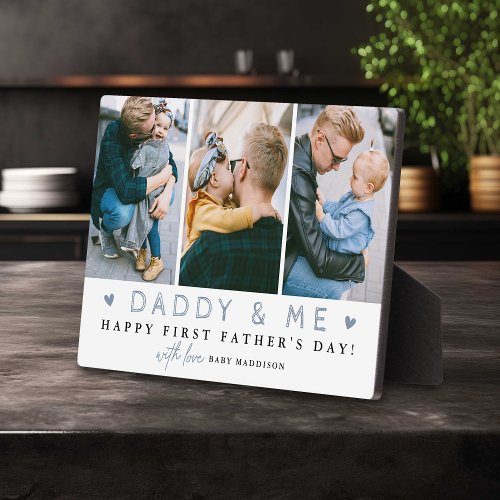 Daddy  Me 1st Fathers Day 3 x Photo Collage Plaque