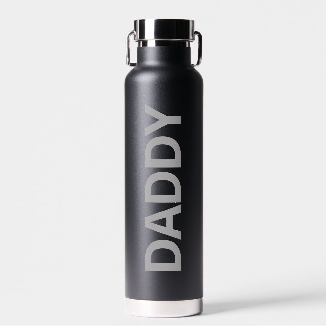 Daddy Modern Black & Gray Water Bottle (Front)