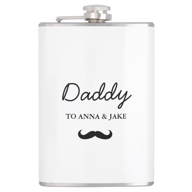 Daddy | Modern Father's Day Kids Names Flask (Front)