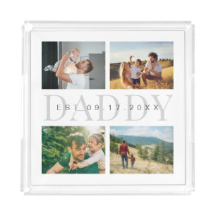 Daddy Modern Fathers Day Photo Collage Acrylic Tray