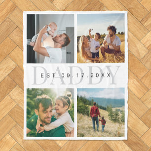 Daddy Modern Fathers Day Photo Collage Fleece Blanket