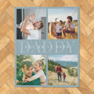 Daddy Modern Fathers Day Photo Collage Fleece Blanket
