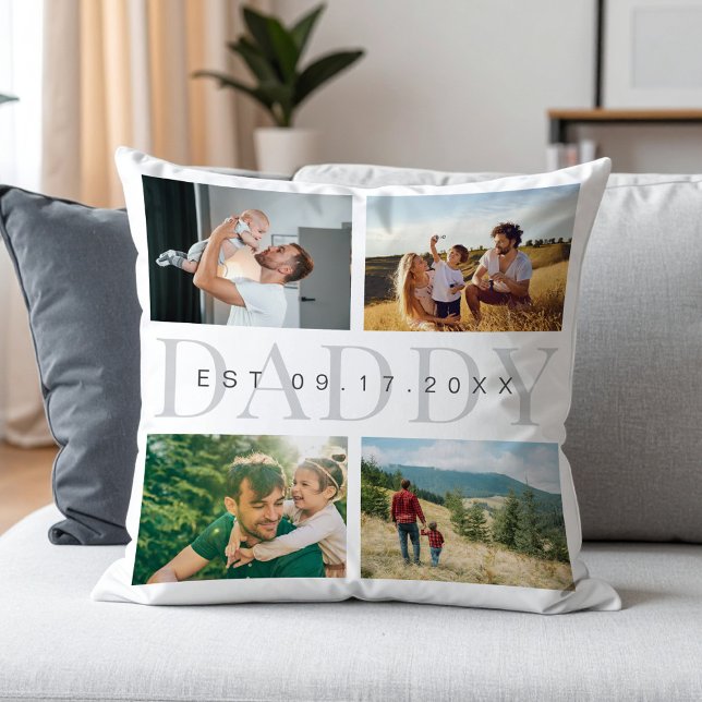 Daddy Modern Fathers Day Photo Collage  Throw Pillow (Creator Uploaded)